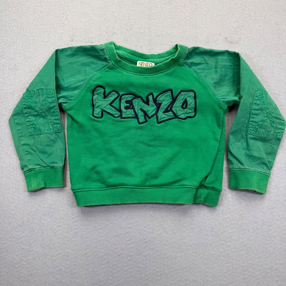 Kenzo Kids Green Embroidered Logo Raglan Sweatshirt‎ Size 3A 98 French Terry